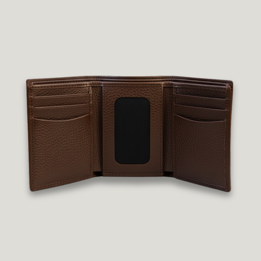 Cartera de piel triple inglesa